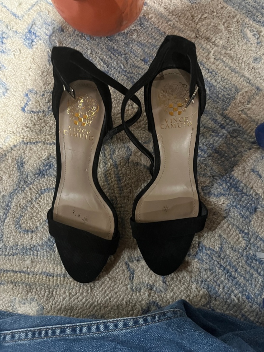 Vince Camuto Black Suede Strap Heels